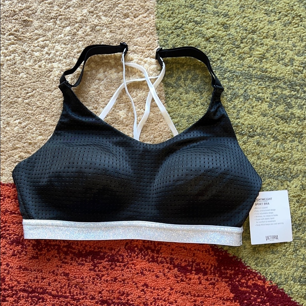 Victoria's Secret Black Sports Bra with Silver Band